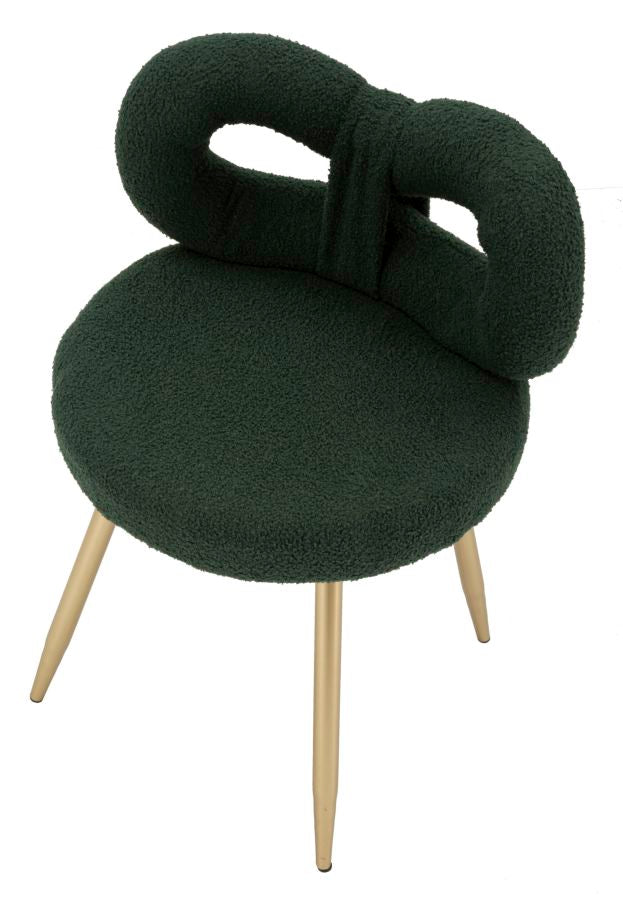 Mini silla tapizada verde con patas de madera – Ilary asiento de acento