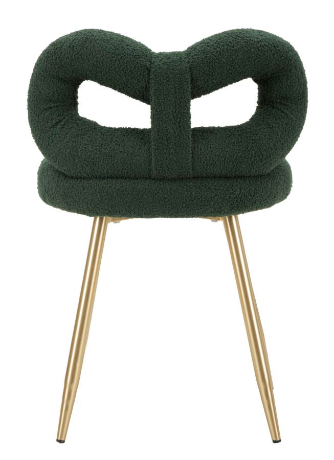 Mini silla tapizada verde con patas de madera – Ilary asiento de acento