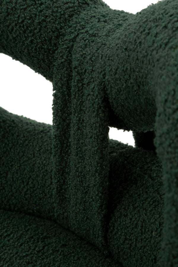 Mini silla tapizada verde con patas de madera – Ilary asiento de acento