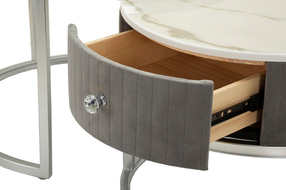 Juego de 2 mesas de centro redondas con tapas grises – Greys Collection