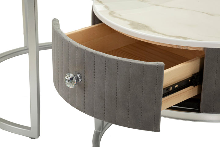 Juego de 2 mesas de centro redondas con tapas grises – Greys Collection
