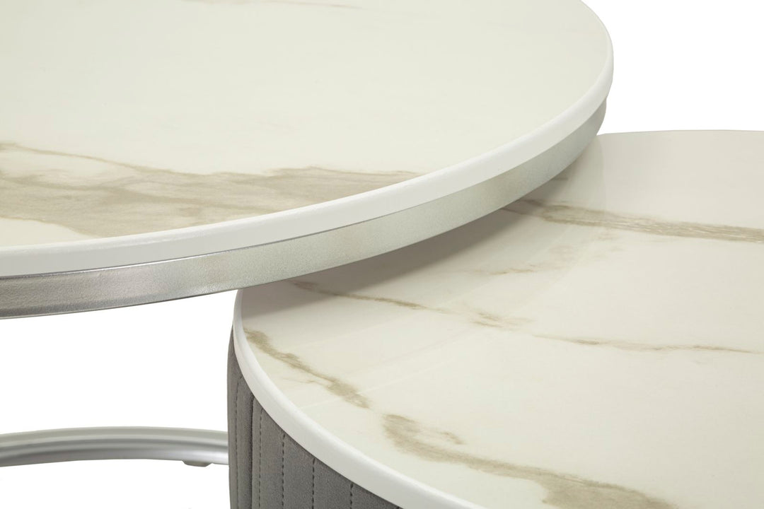 Juego de 2 mesas de centro redondas con tapas grises – Greys Collection