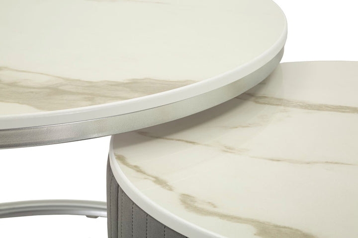 Juego de 2 mesas de centro redondas con tapas grises – Greys Collection