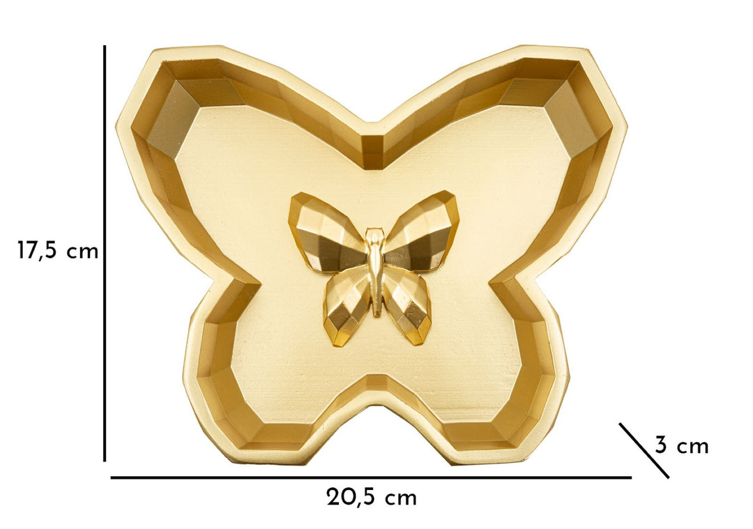 Bandeja con forma de mariposa dorada – Pieza decorativa de acento