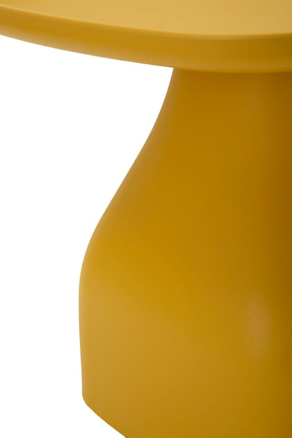 Mesa de centro redonda amarilla con base escultural – Gea mesa de acento