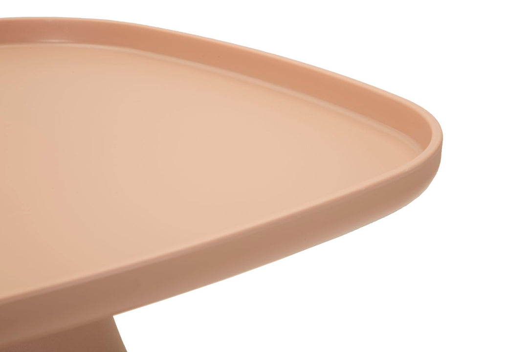 Mesa de centro redonda rosa con base geométrica – Gea estilo contemporáneo