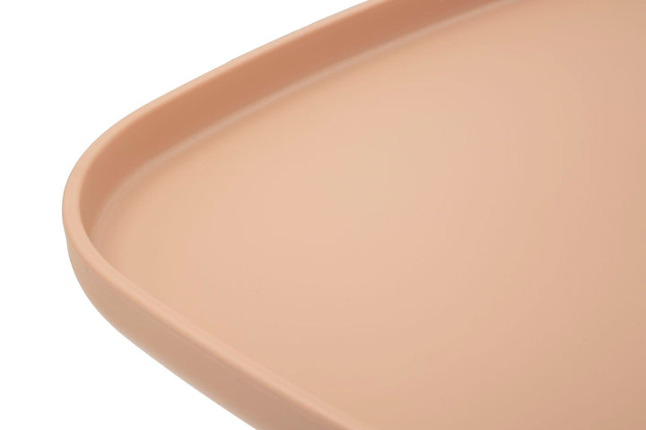 Mesa de centro redonda rosa con base escultural – Gea acento moderno