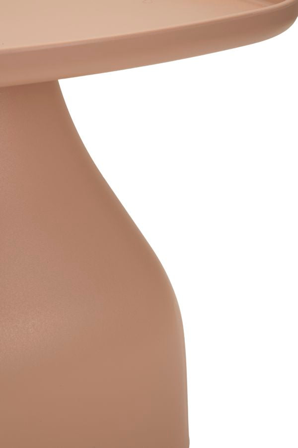 Mesa de centro redonda rosa con base escultural – Gea acento moderno