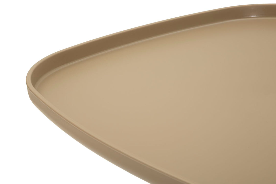 Mesa de centro redonda gris con base geométrica – Gea diseño contemporáneo