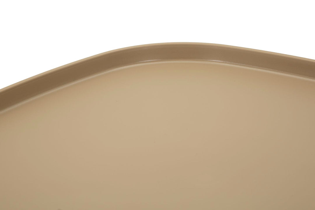 Mesa de centro redonda gris con base escultural – Gea acento moderno