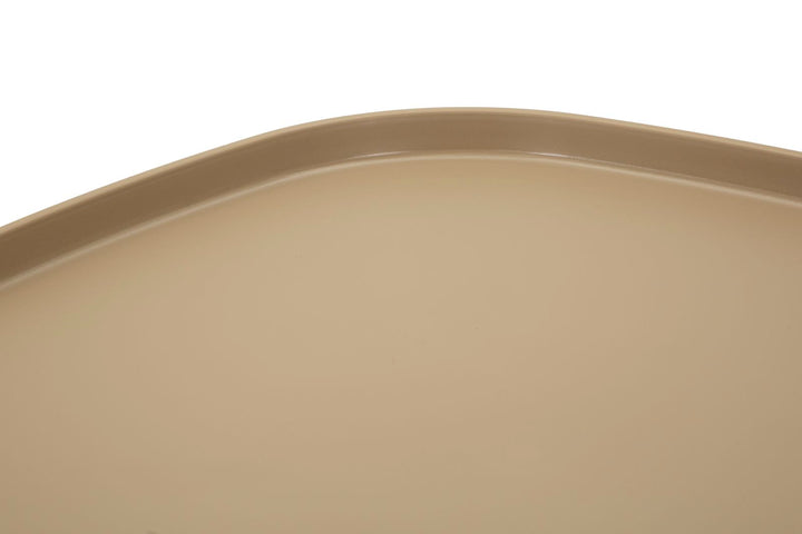 Mesa de centro redonda gris con base escultural – Gea acento moderno