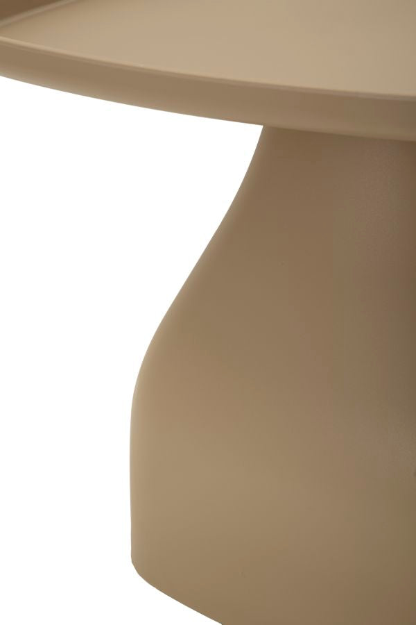 Mesa de centro redonda gris con base escultural – Gea acento moderno