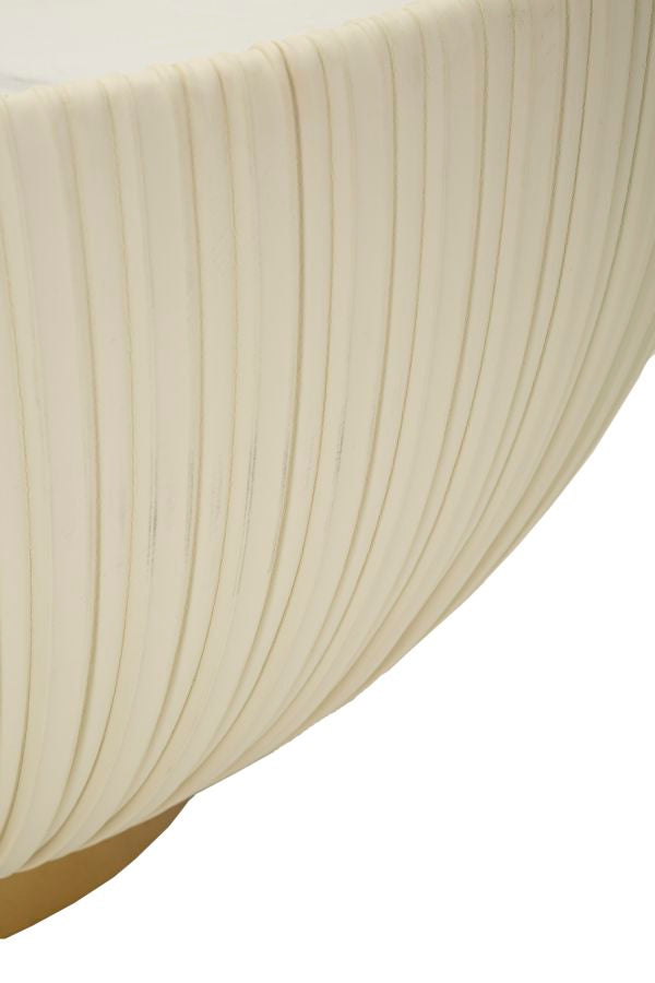 Mesa de centro redonda beige con base dorada – Elge diseño moderno