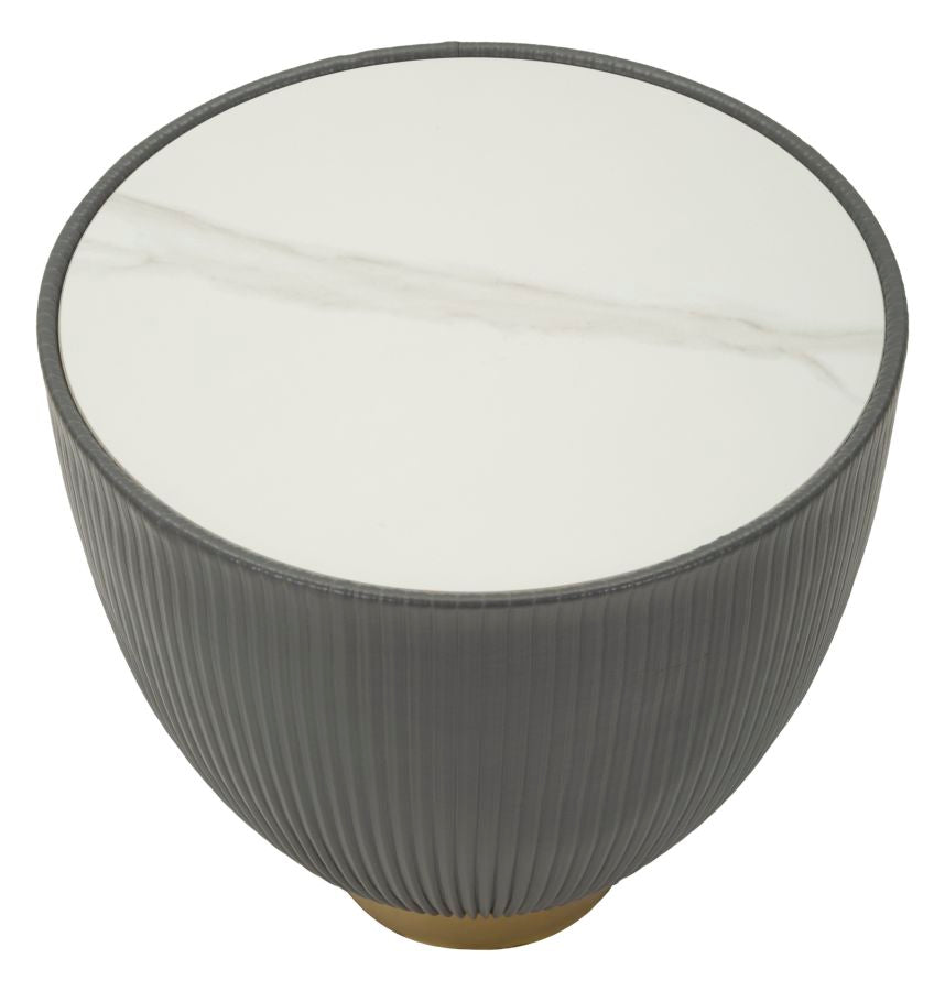 Mesa de centro redonda negra con base dorada – Elge estilo contemporáneo