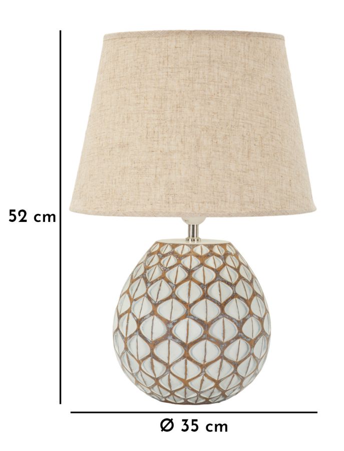 Lámpara de mesa de resina blanca con pantalla de tela – Tibet diseño moderno