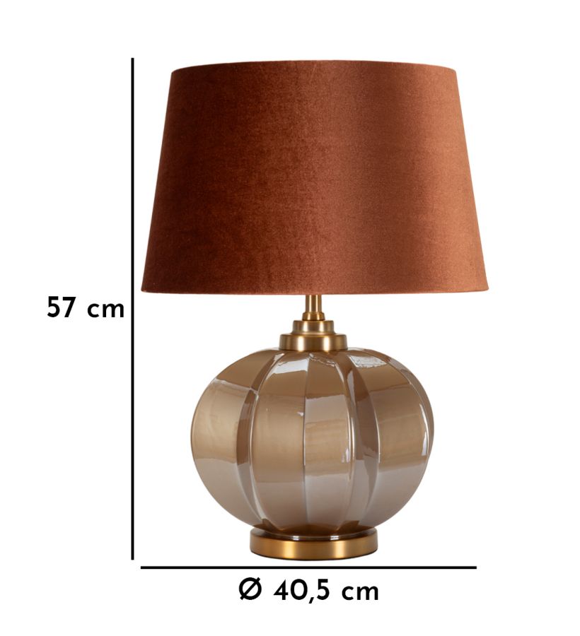 Lámpara de mesa de metal marrón con pantalla de tela – Prague contemporánea