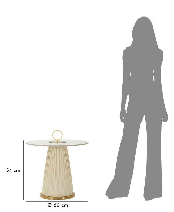 Mesa de centro redonda dorada con tapa de mármol artificial – Nova estilo contemporáneo