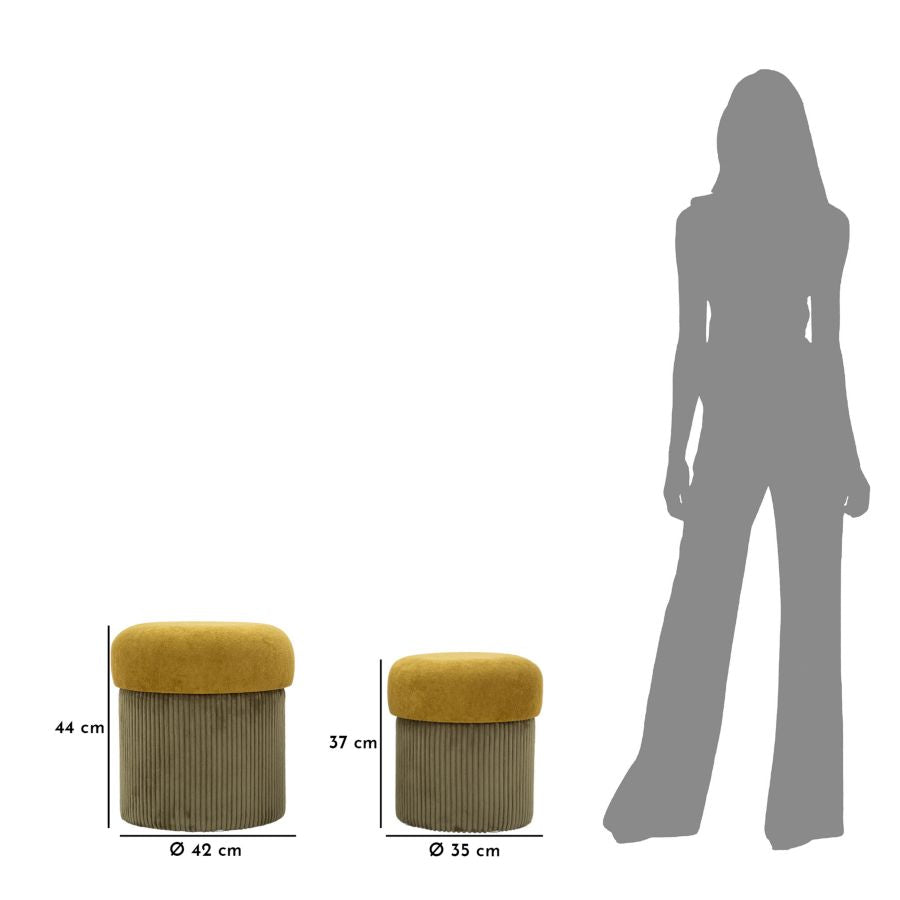Juego de 2 pufs de terciopelo verde con almacenaje – Aspen diseño contemporáneo