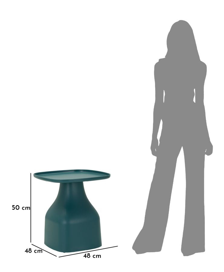 Mesa de centro redonda azul con base geométrica – Gea acento moderno