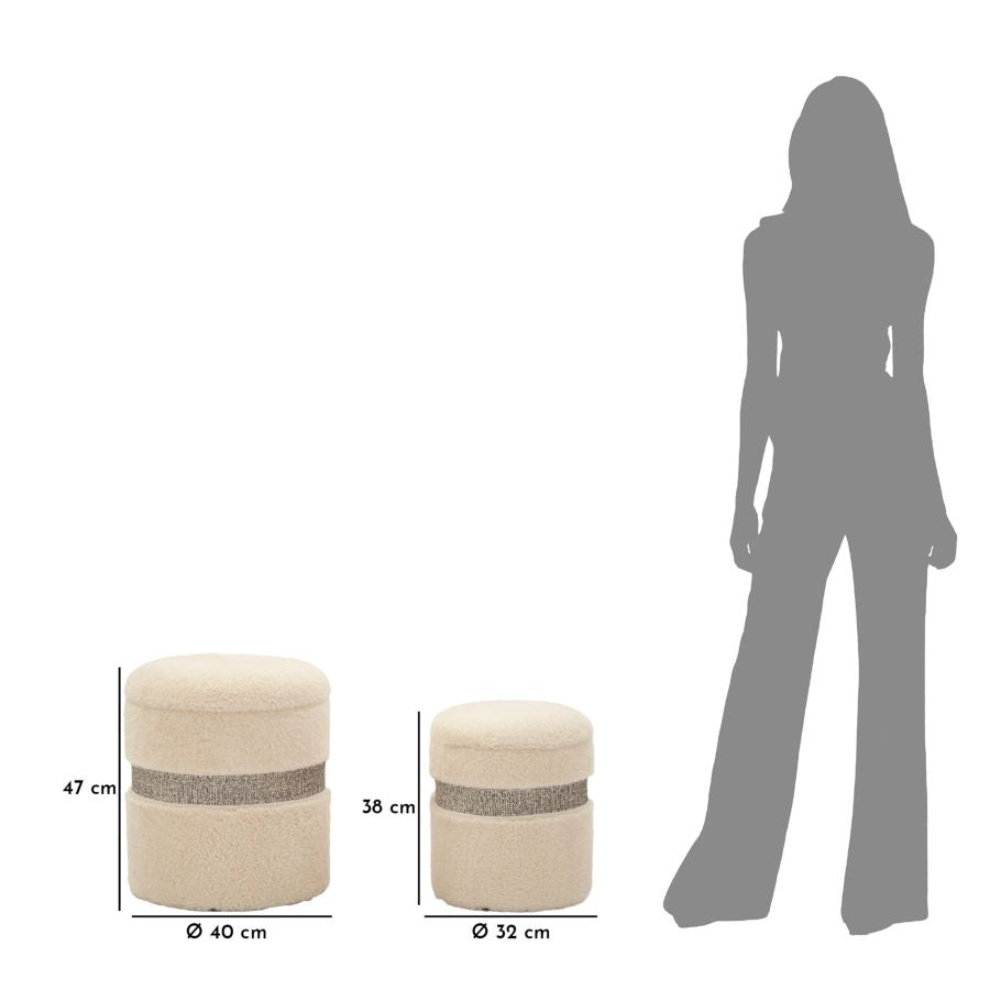 Juego de 2 pufs tapizados crema con almacenaje – Saint-Moritz Collection