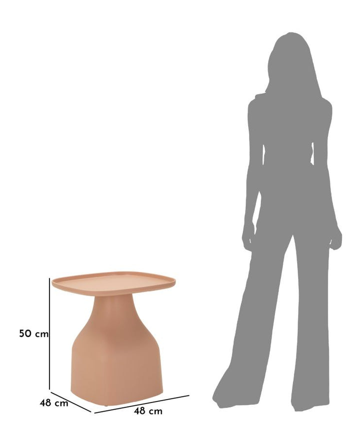Mesa de centro redonda rosa con base geométrica – Gea estilo contemporáneo