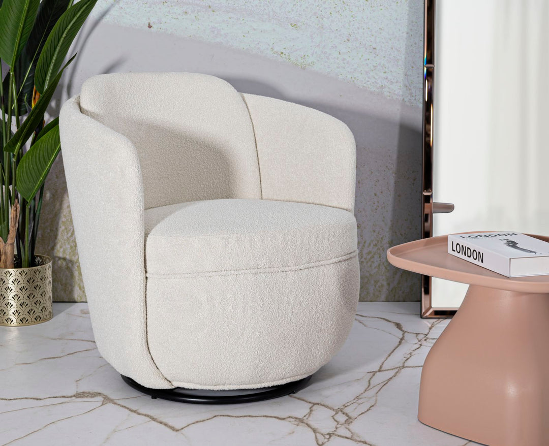 Sillón giratorio tapizado crema – Torino sillón de acento moderno