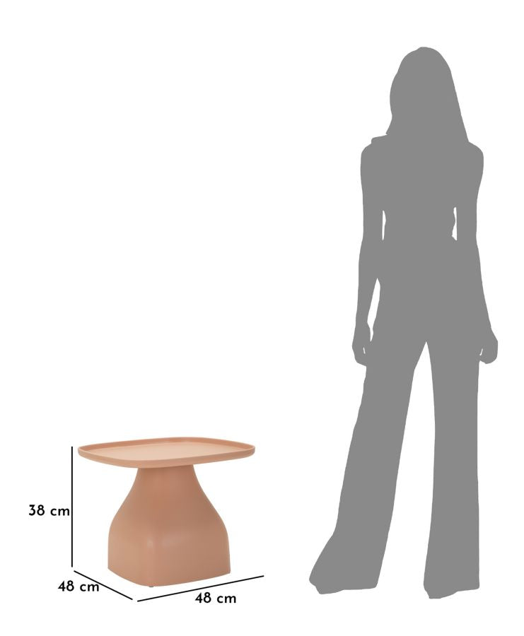 Mesa de centro redonda rosa con base escultural – Gea acento moderno