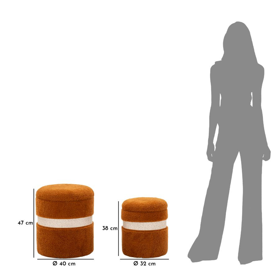 Juego de 2 pufs de terciopelo marrón con almacenaje – Saint-Moritz otomanas modernas