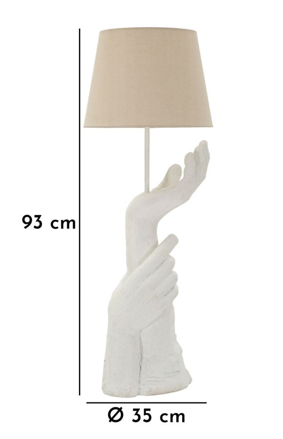 Lámpara de mesa escultura blanca con pantalla beige – Life Collection