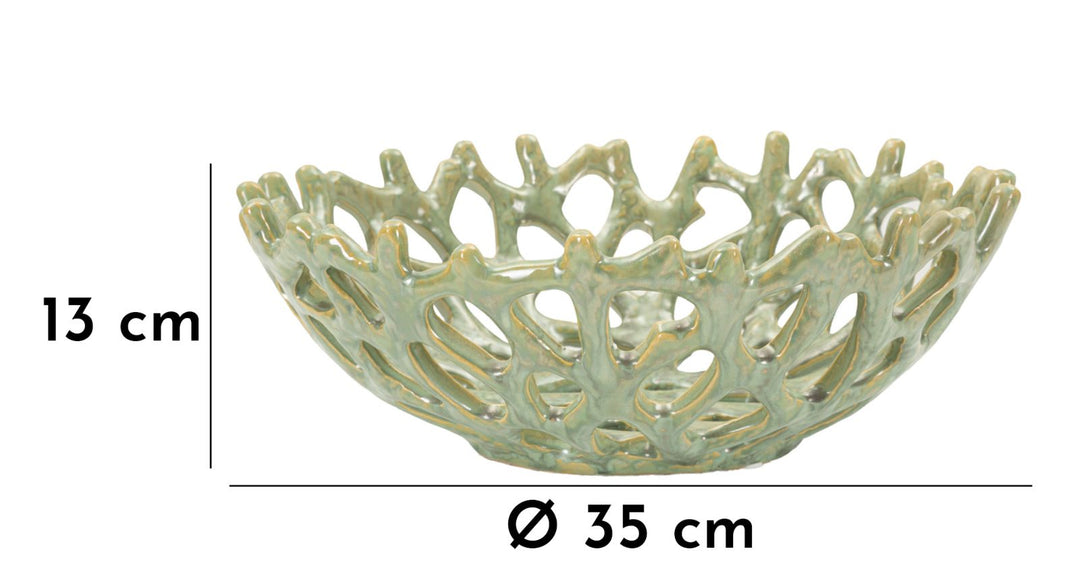 Cuenco decorativo con forma de coral verde – Cuenco de acento moderno