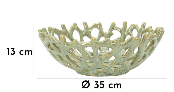 Cuenco decorativo con forma de coral verde – Cuenco de acento moderno