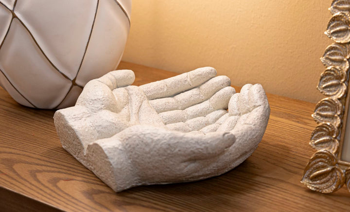 Cuenco decorativo de mano de resina blanca – Stons Collection