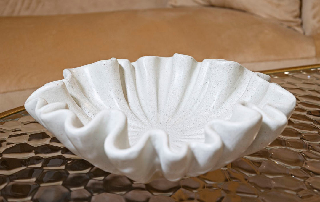 Cuenco decorativo de flor de resina blanca – Stons estilo contemporáneo