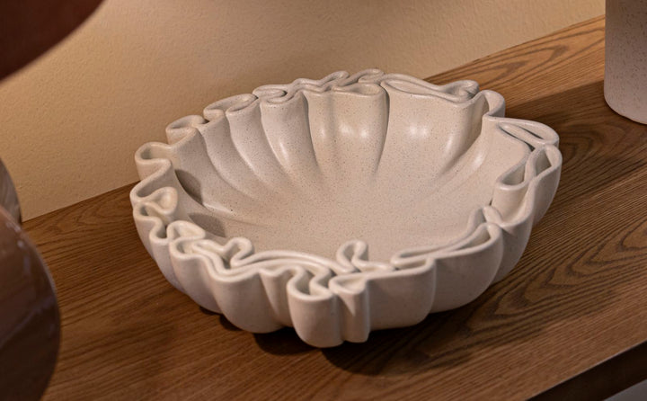 Cuenco decorativo de resina blanca de acento – Stons colección moderna