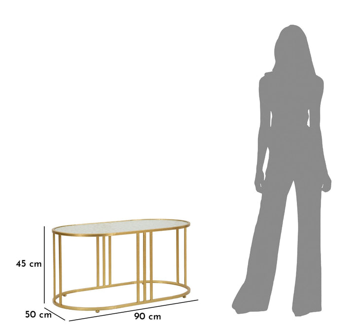Mesa de centro rectangular de cristal con patas doradas – Antalia estilo