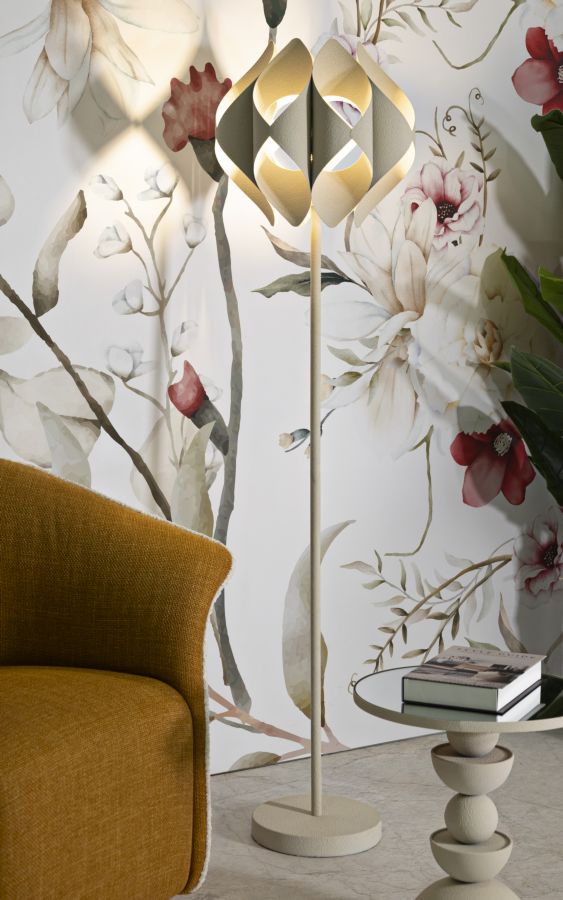 Lámpara de pie decorativa beige con pantalla – Space contemporánea