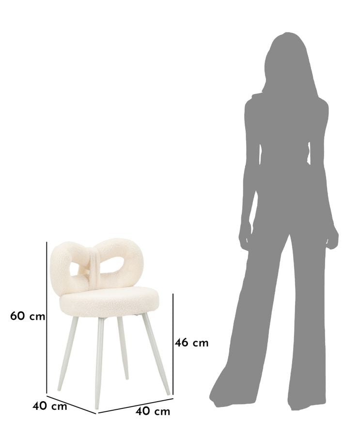 Mini silla tapizada blanca con patas de madera – Ilary asiento de acento