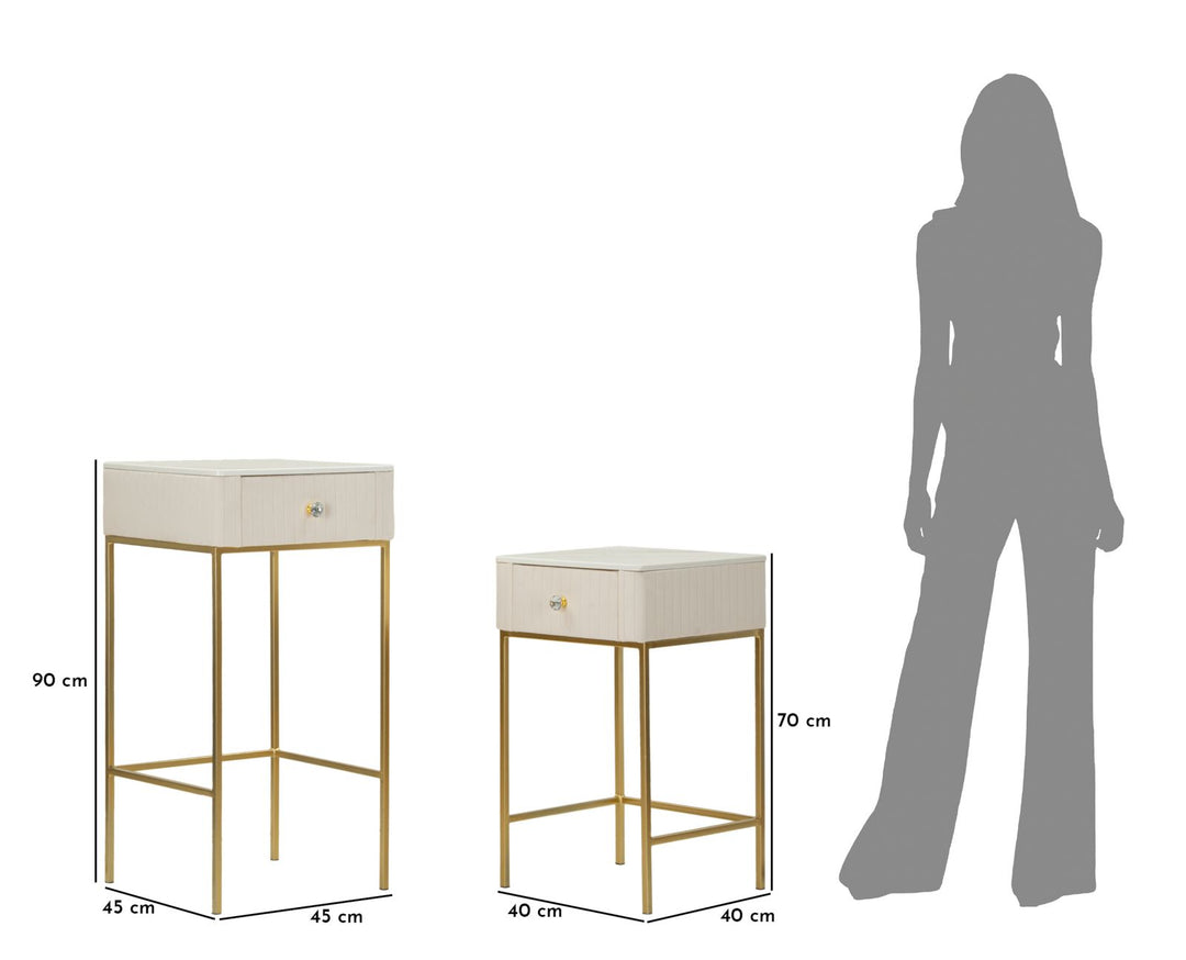 Juego de 2 mesas altas cuadradas con base dorada – Wedding Collection