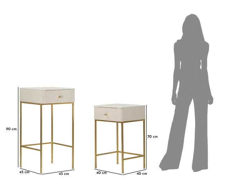 Juego de 2 mesas altas cuadradas con base dorada – Wedding Collection