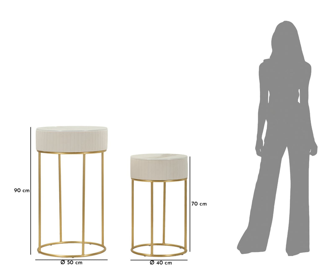 Juego de 2 mesas altas redondas con base dorada – Wedding Collection