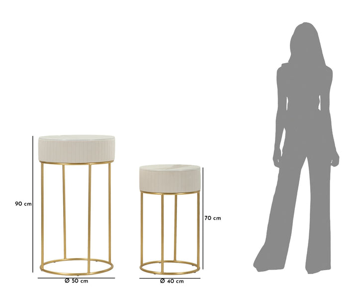 Juego de 2 mesas altas redondas con base dorada – Wedding Collection