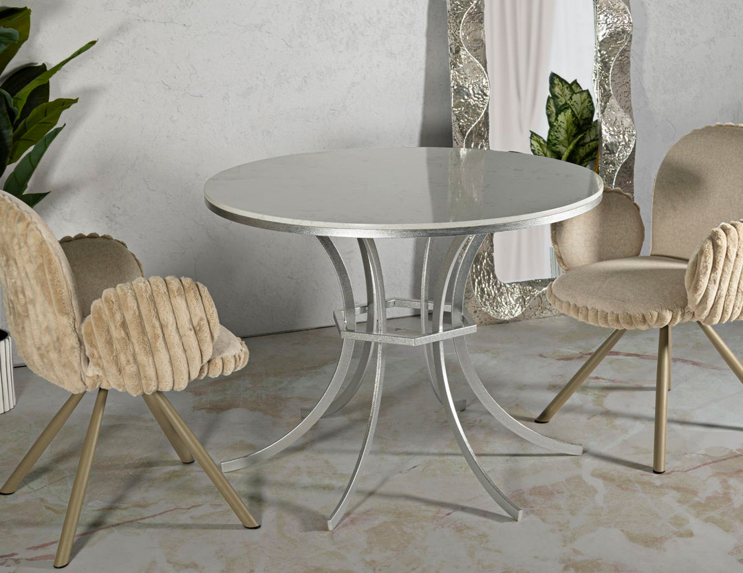 Mesa de comedor redonda con base dorada – Istanbul diseño elegante