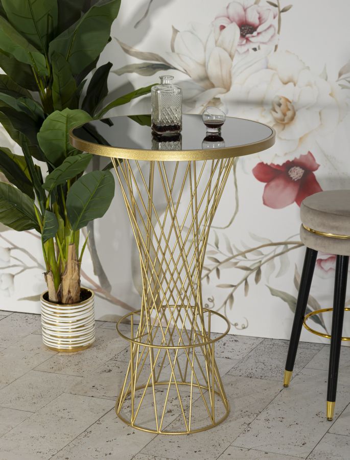 Mesa alta de bar de metal dorado con estructura calada – Tower nuevo diseño