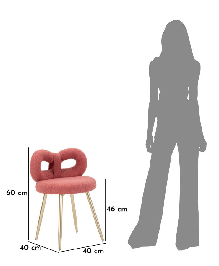 Mini silla tapizada rosa con patas de madera – Ilary asiento de acento