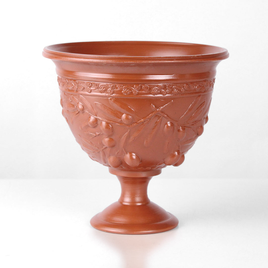 Copa de cerámica romana con relieve de olivos