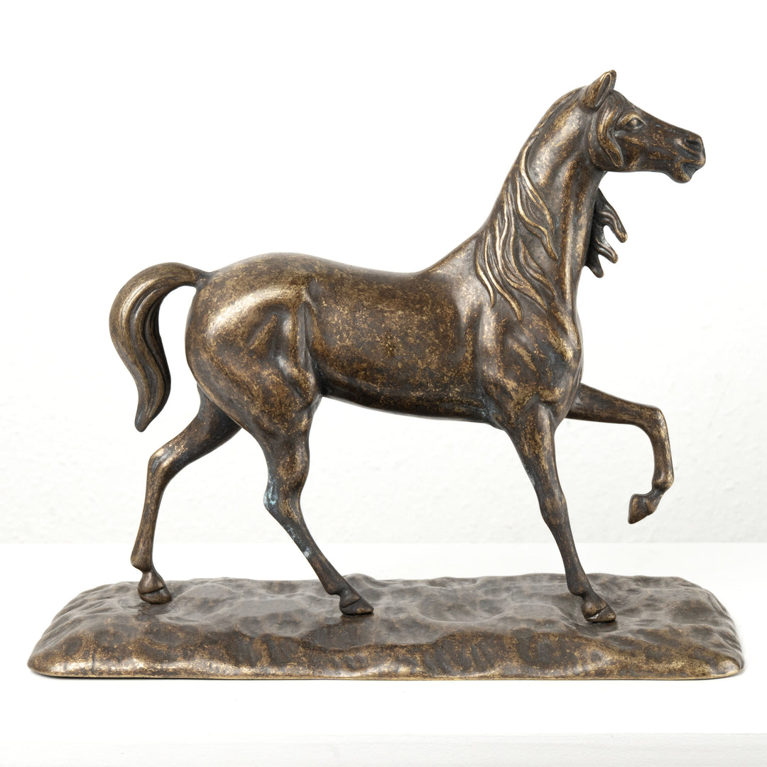 Gran escultura de caballo (latón envejecido)
