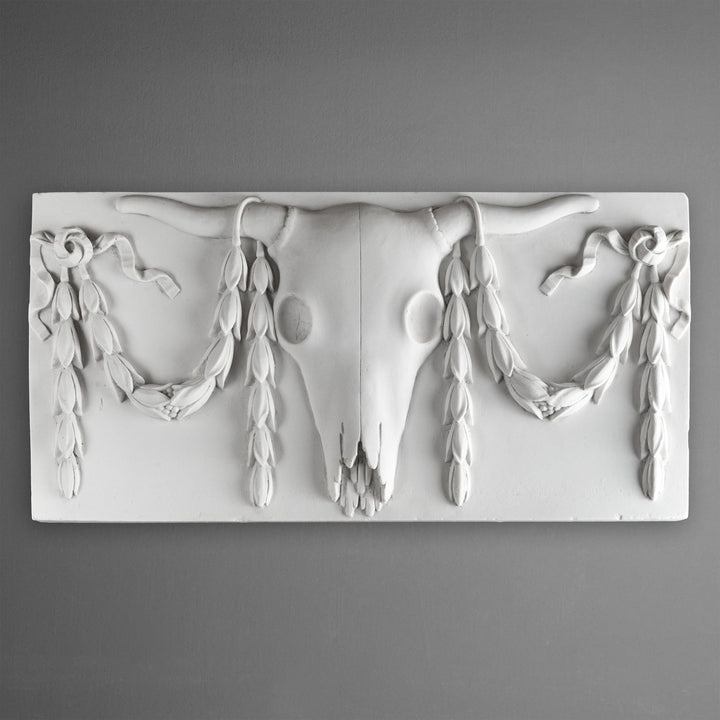 Decoración mural de cráneo de buey – Bajorrelieve clásico