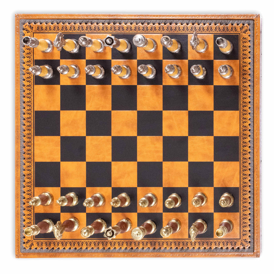 Juego de Ajedrez Arabesque con Gran Tablero Multifunción en Polipiel de Italfama