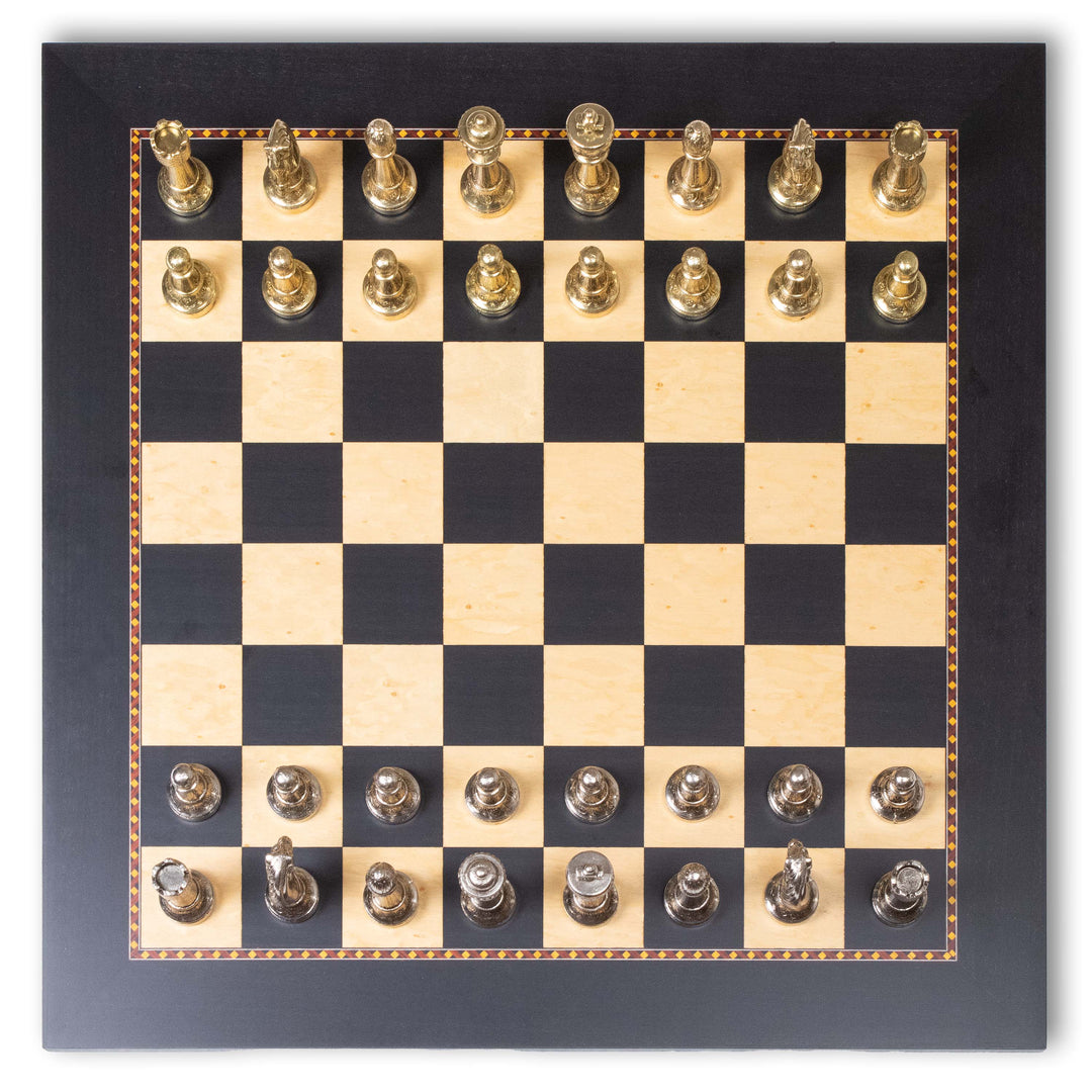 Juego de Ajedrez Staunton en Metal de Italfama con Tablero de Madera Premium Queen’s Gambit