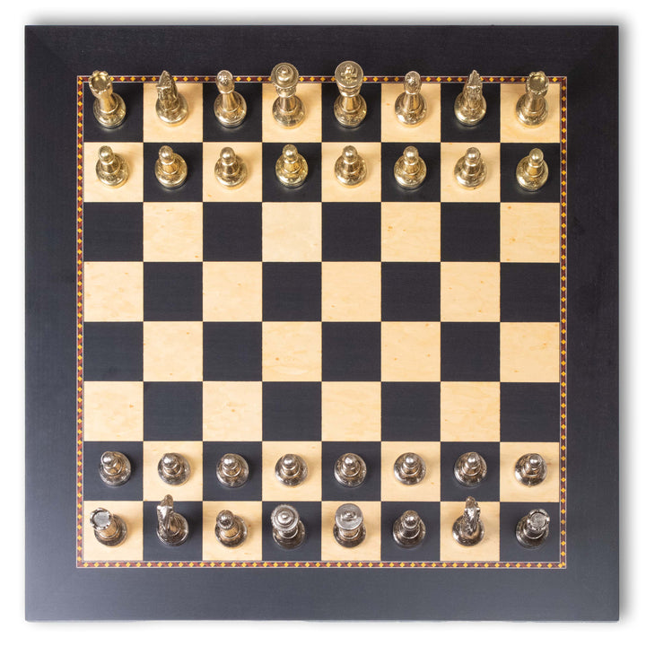 Juego de Ajedrez Staunton en Metal de Italfama con Tablero de Madera Premium Queen’s Gambit